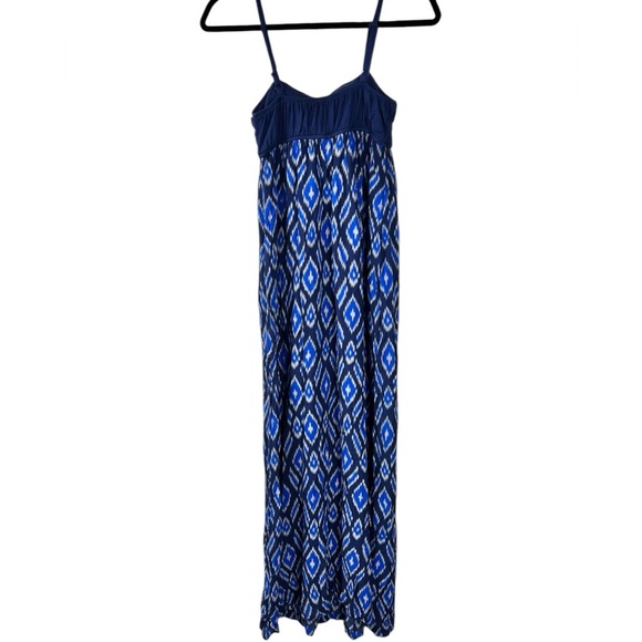 Anthropologie Lilka Cobalt Blue Ikat Maxi
Dress, Small Boho Hippie Summer Straps - Picture 7 of 8